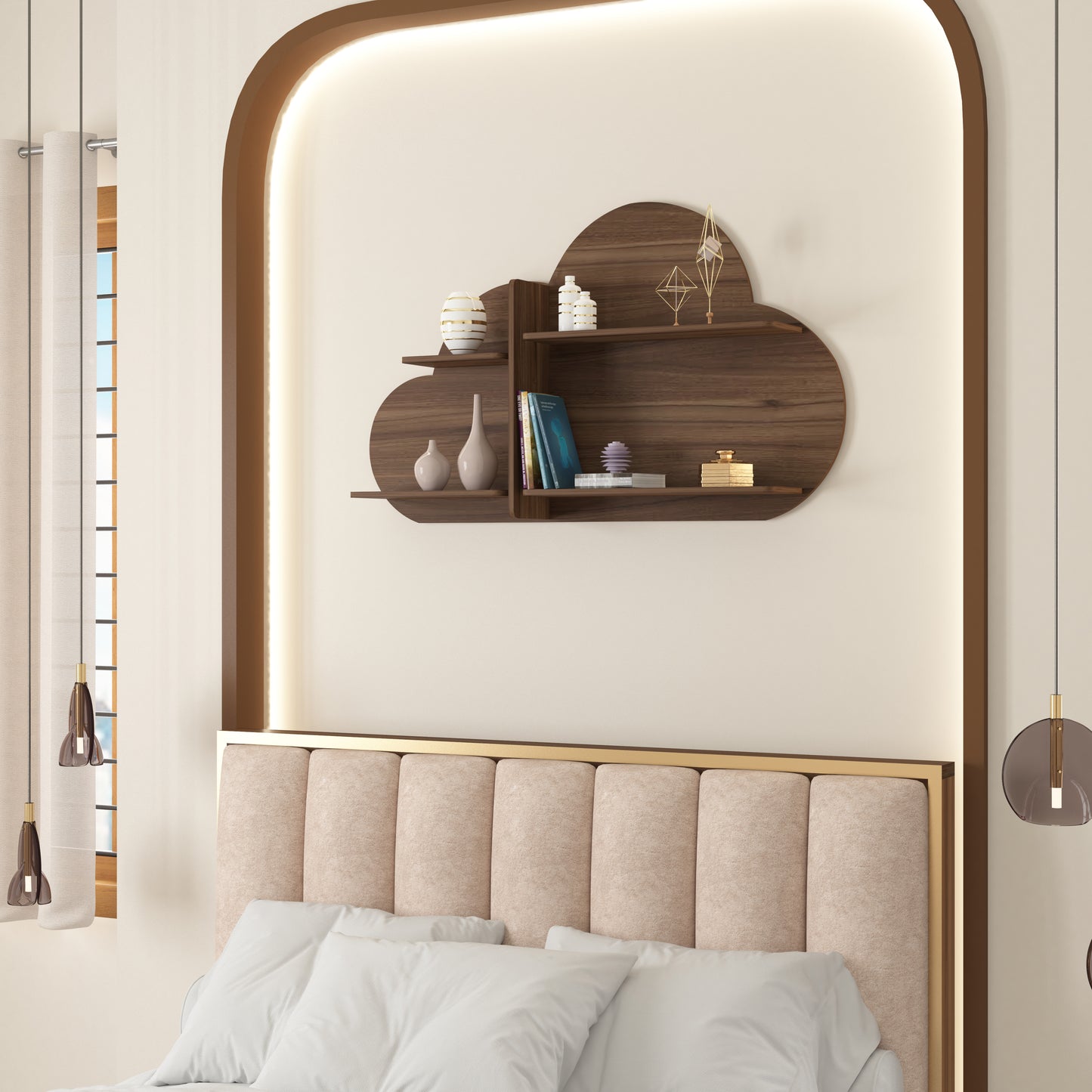 Cloud Decor Wall Shelf (Walnut)
