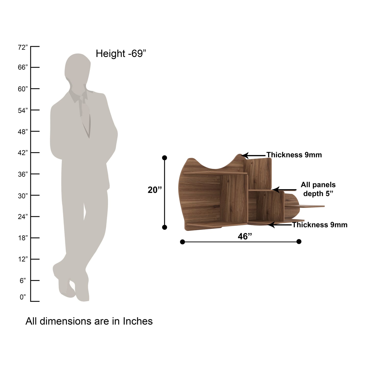 Shoe Shape Wood Wall Shelf