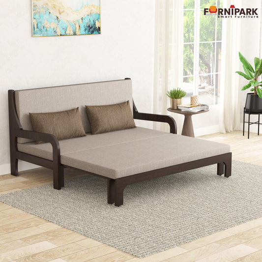 Three Seater Sofa Cum Bed (Walnut)