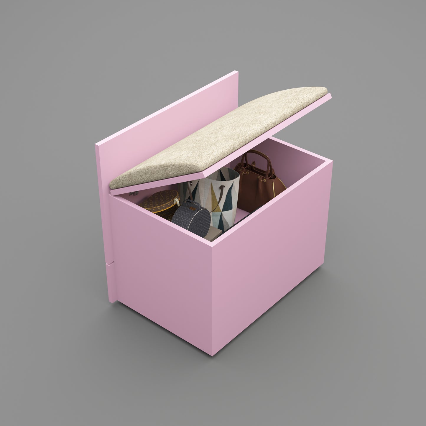 Wooden Vanity Table with Hidden Jewelry Storage, Drawers & Lift-Up Mirror (Pink)