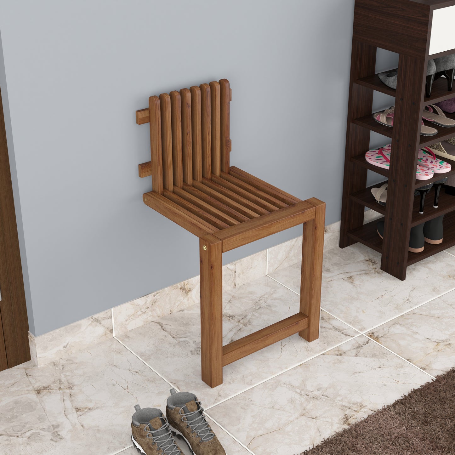 Wall mount foldable chair - Walnut