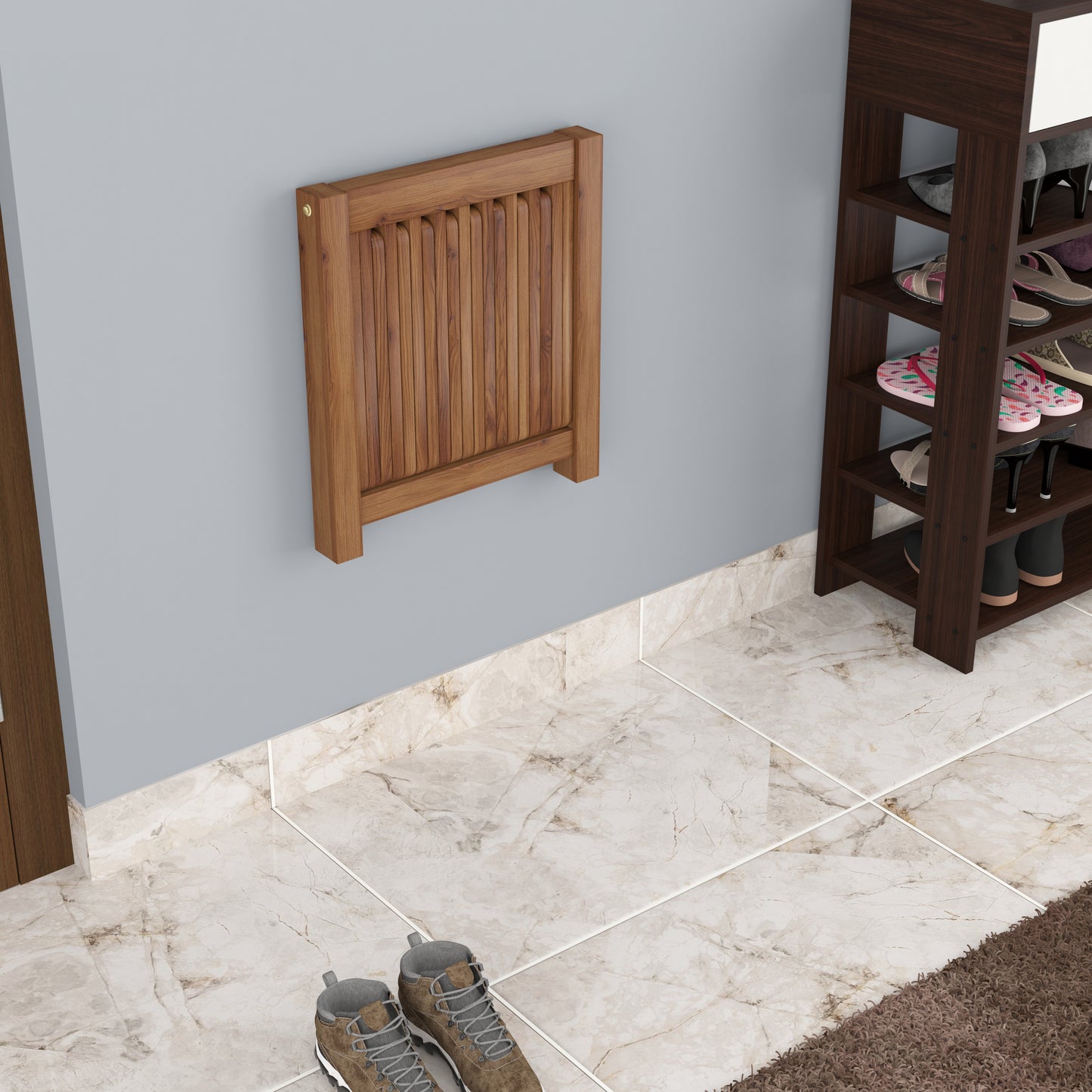 Wall mount foldable chair - Walnut