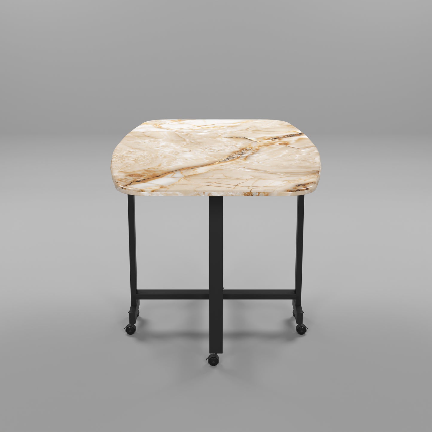 Folding Dining Table( Italian, Gold Marble, Black Metal Frame)