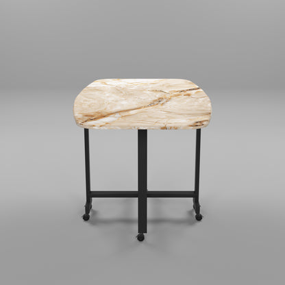 Folding Dining Table( Italian, Gold Marble, Black Metal Frame)