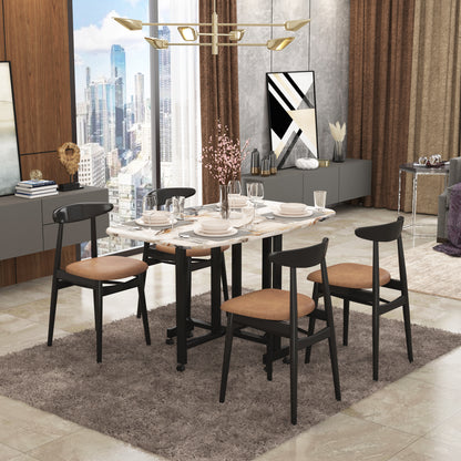 Folding Dining Table( Italian, White Marble, Black Metal Frame)