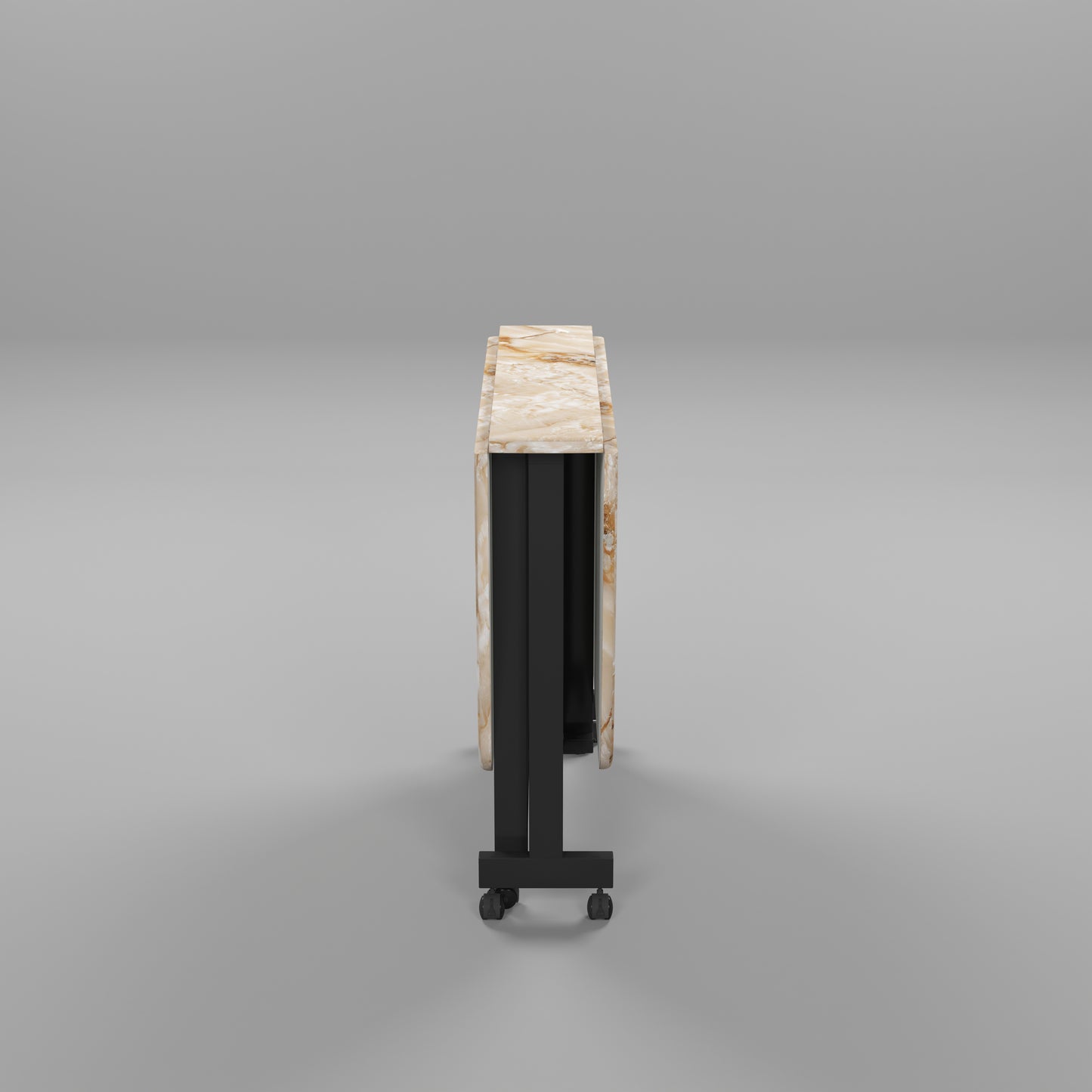 Folding Dining Table( Italian, Gold Marble, Black Metal Frame)