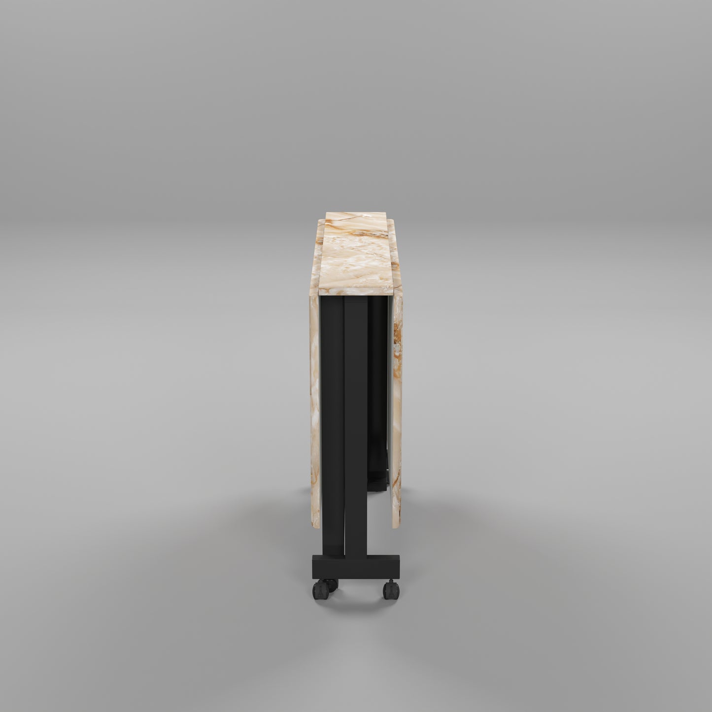 Folding Dining Table( Rectangular, Gold Marble, Black Metal Frame)