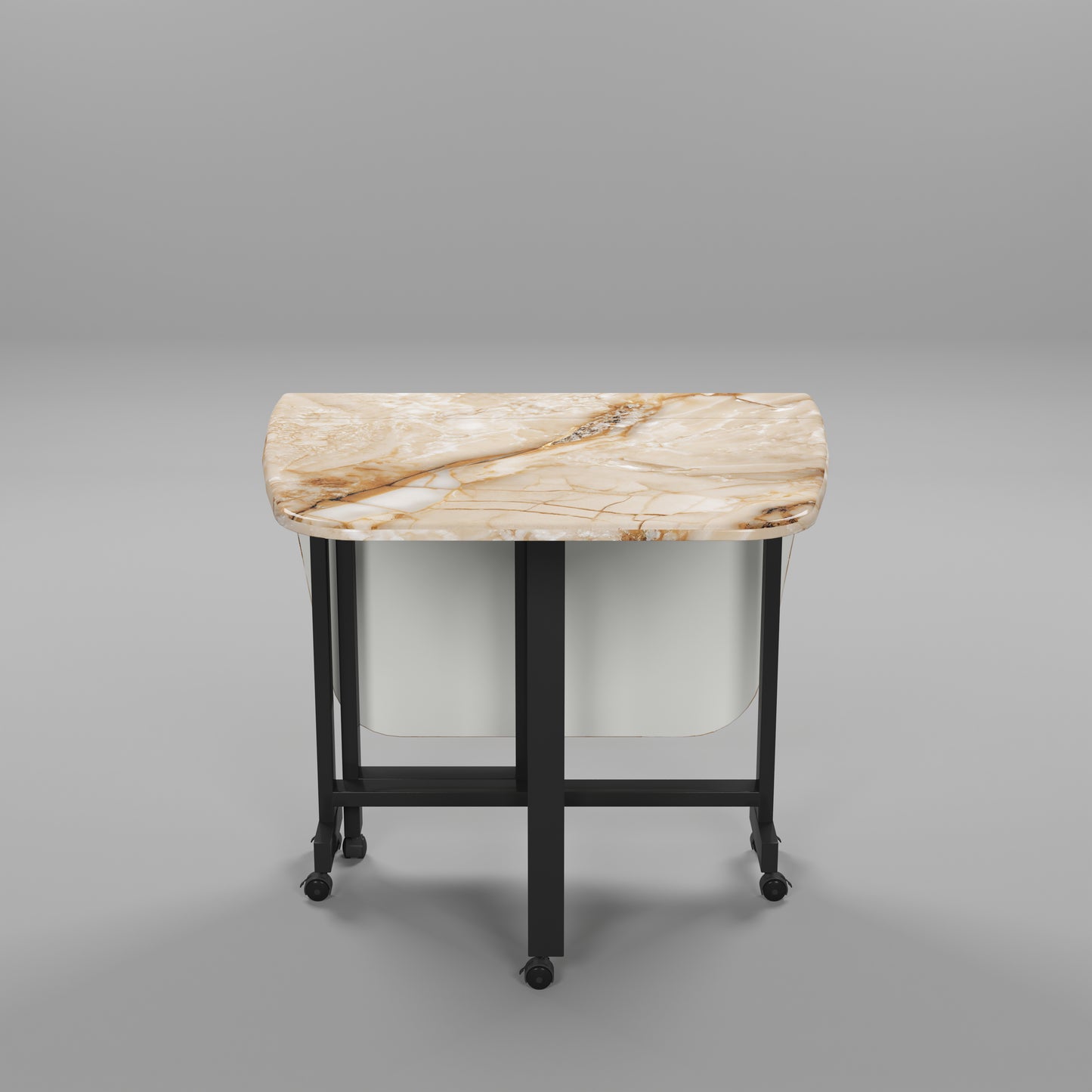 Folding Dining Table( Italian, Gold Marble, Black Metal Frame)
