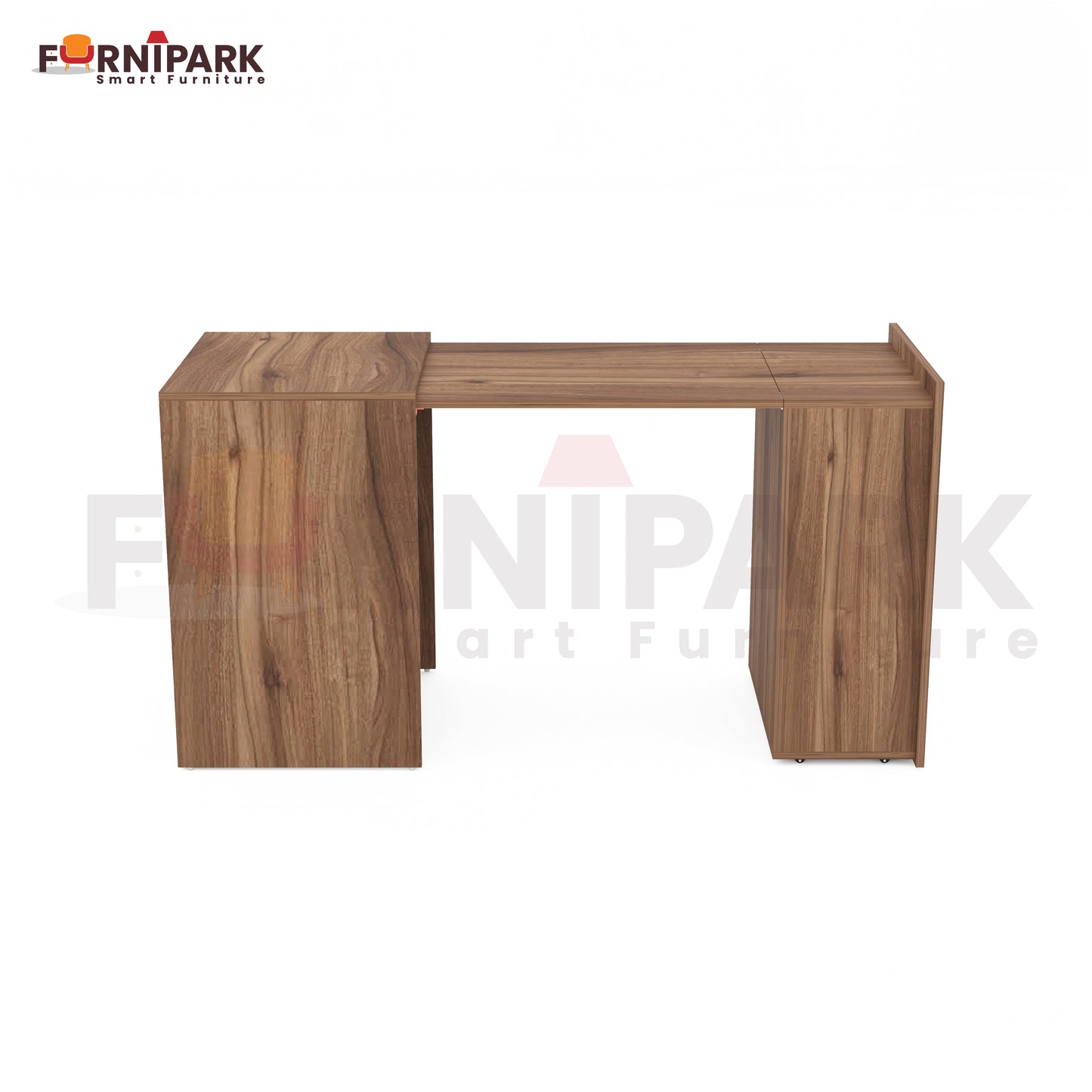 Expandable 2-in-1 Table with Book / File Cabinet (Leyon Walnut)