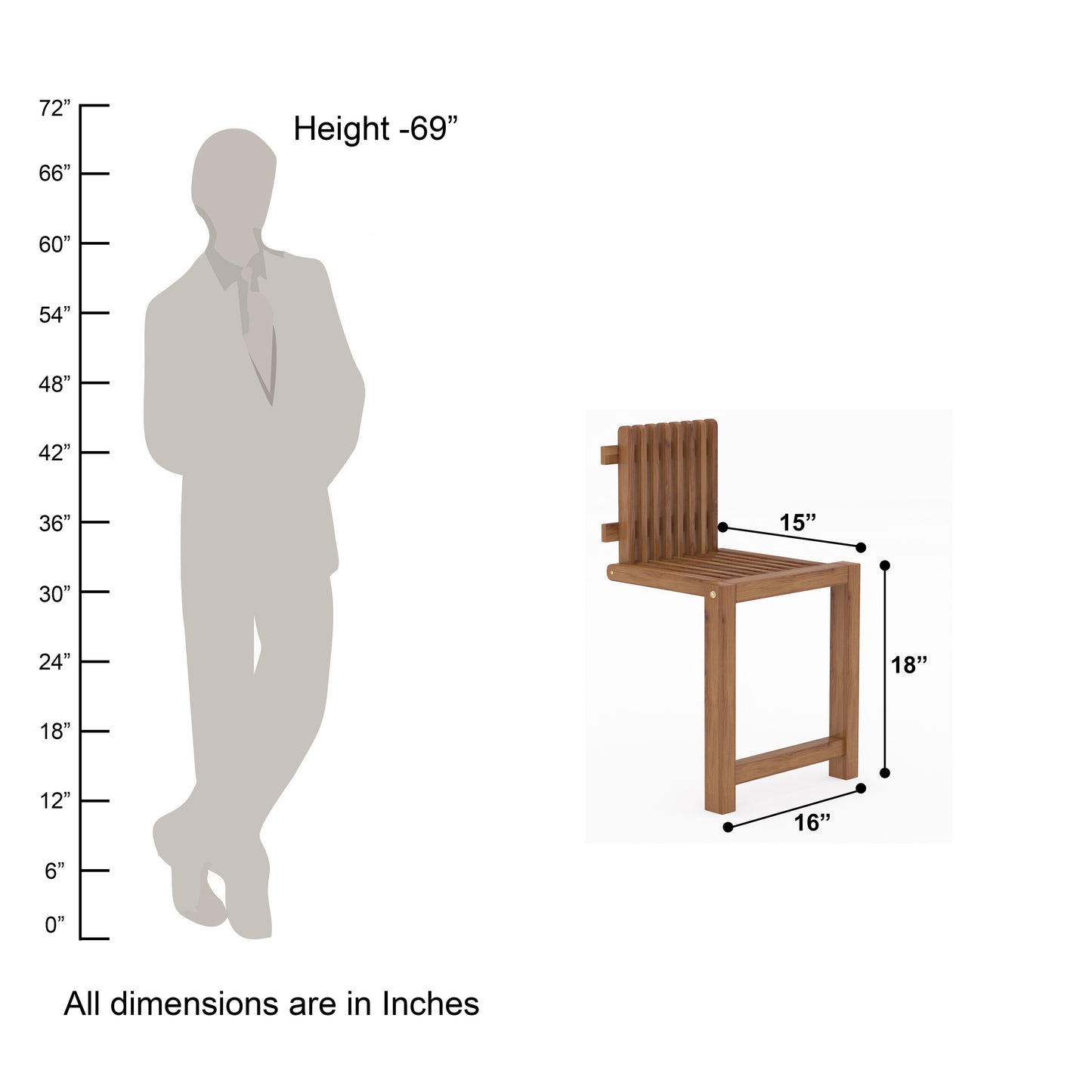 Wall mount foldable chair - Walnut