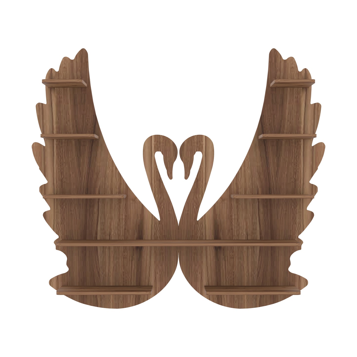 Loving Swan Decor Wall Shelf (Walnut)