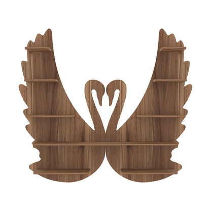 Loving Swan Decor Wall Shelf (Walnut)