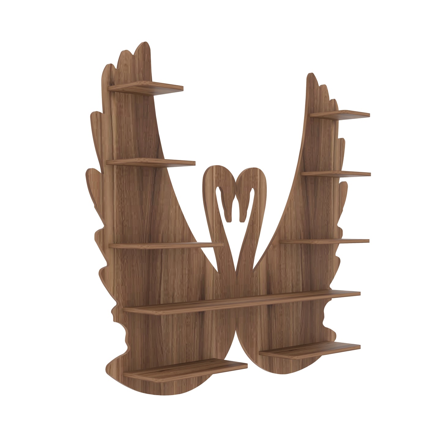 Loving Swan Decor Wall Shelf (Walnut)