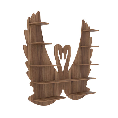 Loving Swan Decor Wall Shelf (Walnut)