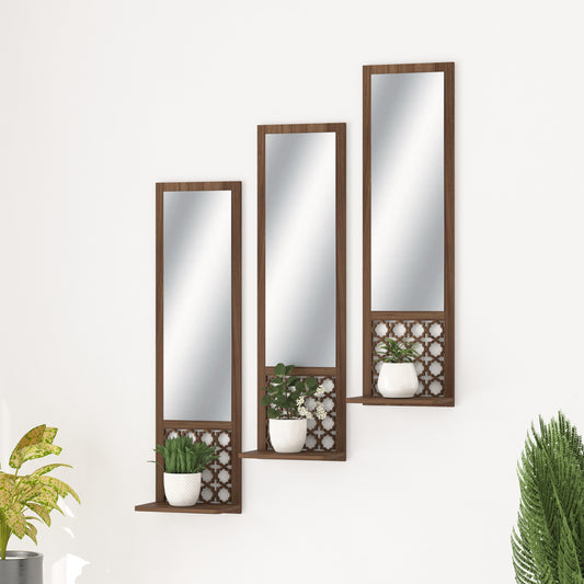 Moroccan Long Decor Wall Mirror (Walnut)