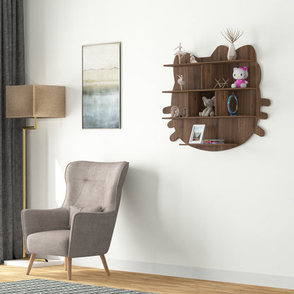 Cat Decor Wall Shelf (Walnut)
