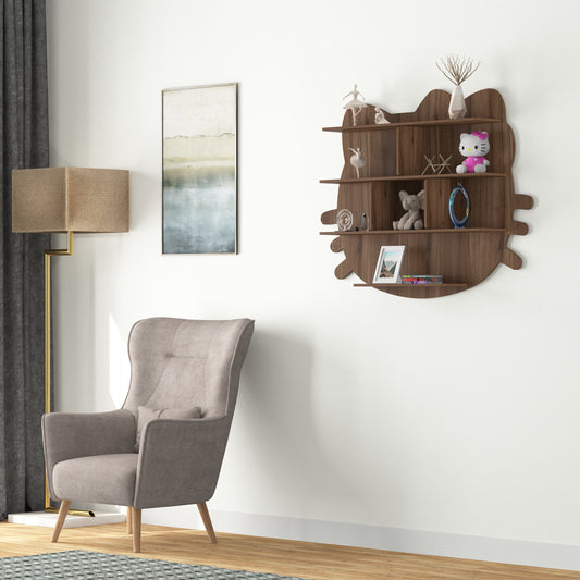 Cat Decor Wall Shelf (Walnut)