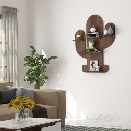 Cactus Decor Wall Shelf (Walnut)
