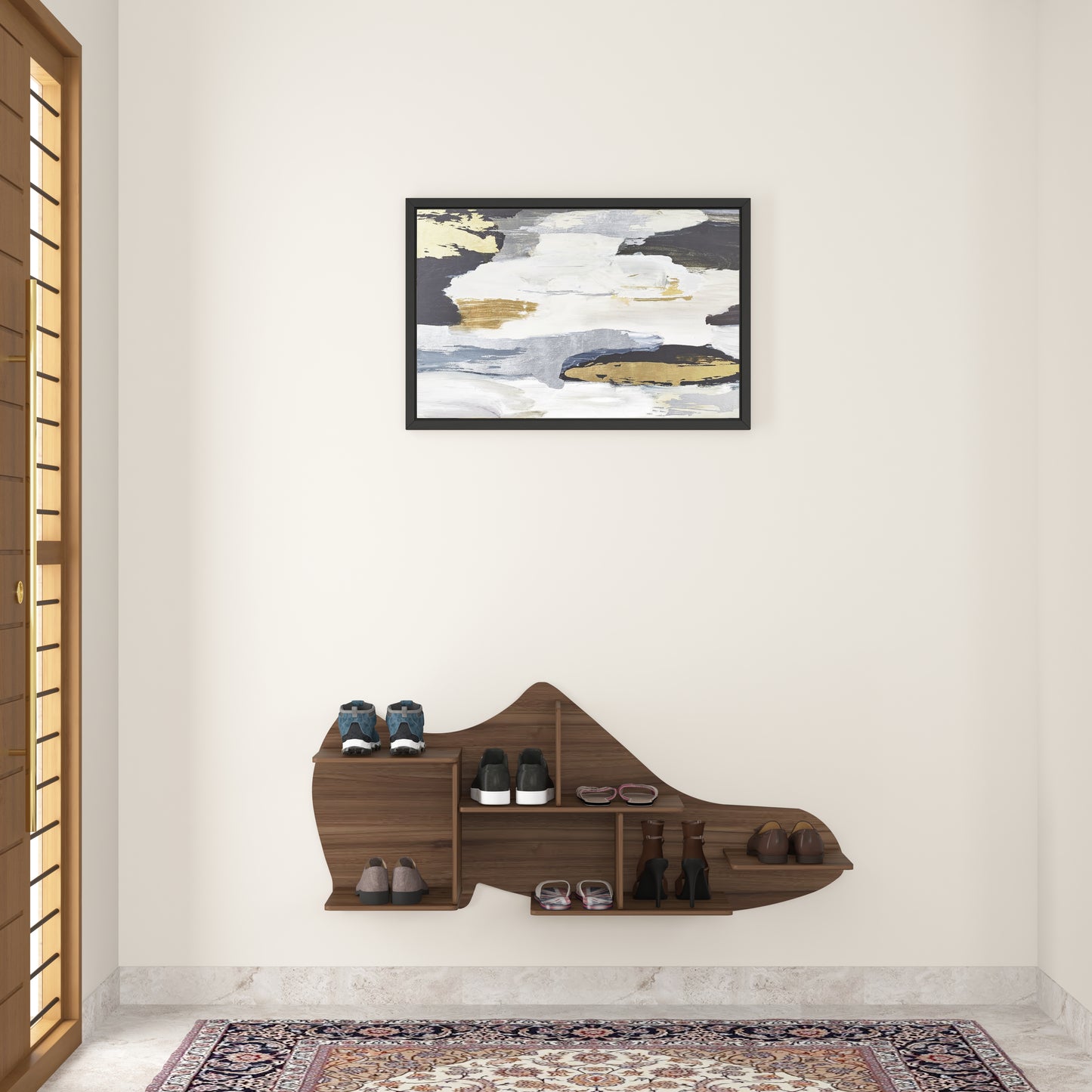 Shoe Shape Wood Wall Shelf