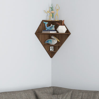 Diamond Decor Wall Shelf (Walnut)