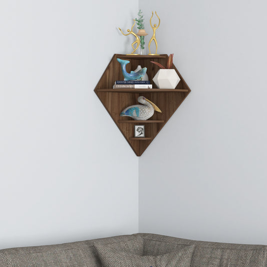 Diamond Decor Wall Shelf (Walnut)