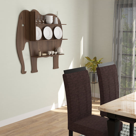 Elephant Decor Wall Shelf (Walnut)