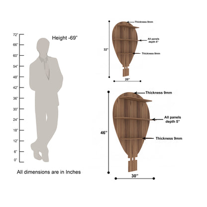 Hot Air Balloon Decor Wall Shelf (Walnut)