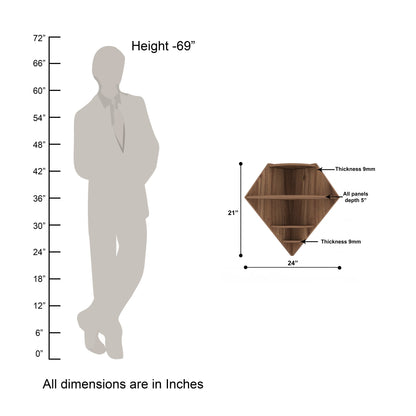 Diamond Decor Wall Shelf (Walnut)