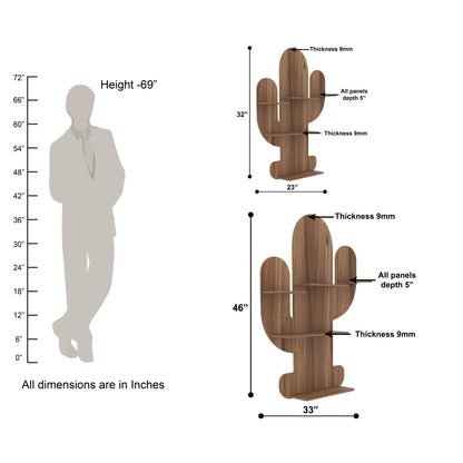 Cactus Decor Wall Shelf (Walnut)