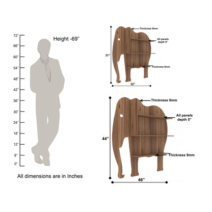 Elephant Decor Wall Shelf (Walnut)