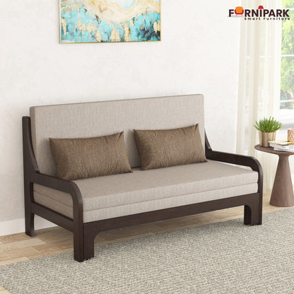 Three Seater Sofa Cum Bed (Walnut)