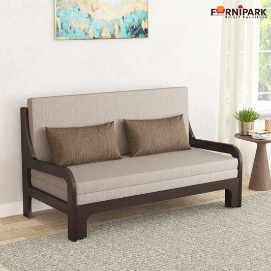 Three Seater Sofa Cum Bed (Walnut)