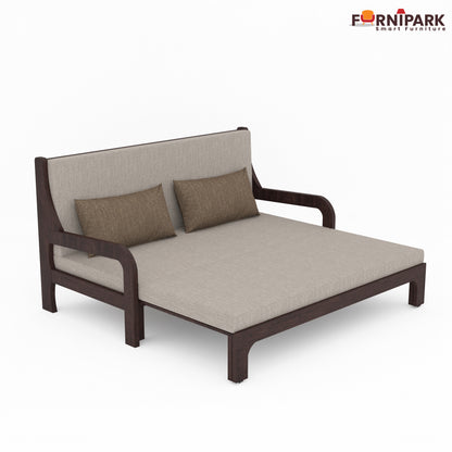 Three Seater Sofa Cum Bed (Walnut)