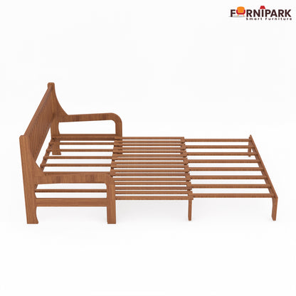 Three Seater Sofa Cum Bed (Natural Wood)