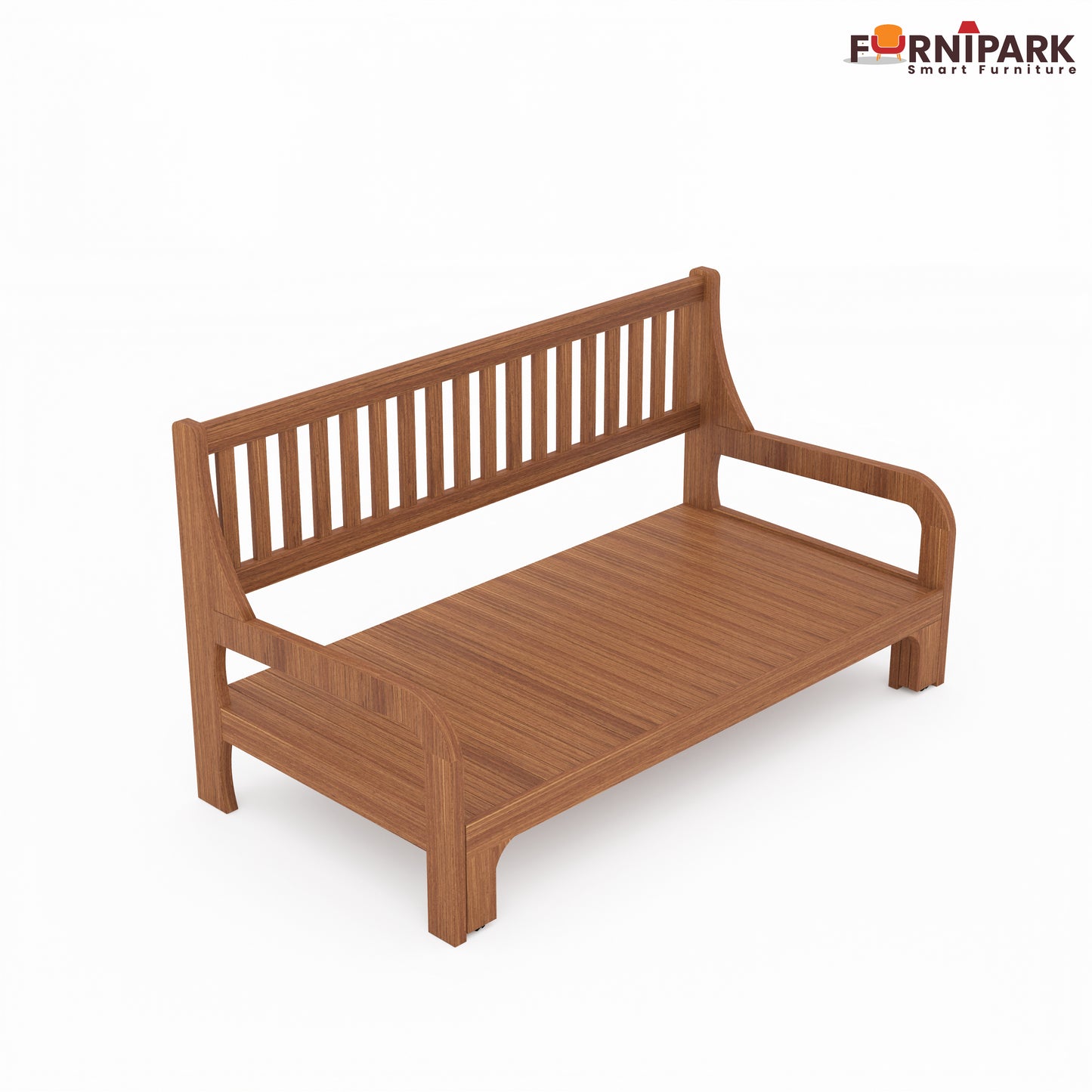 Three Seater Sofa Cum Bed (Natural Wood)