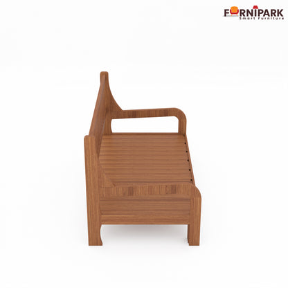 Three Seater Sofa Cum Bed (Natural Wood)