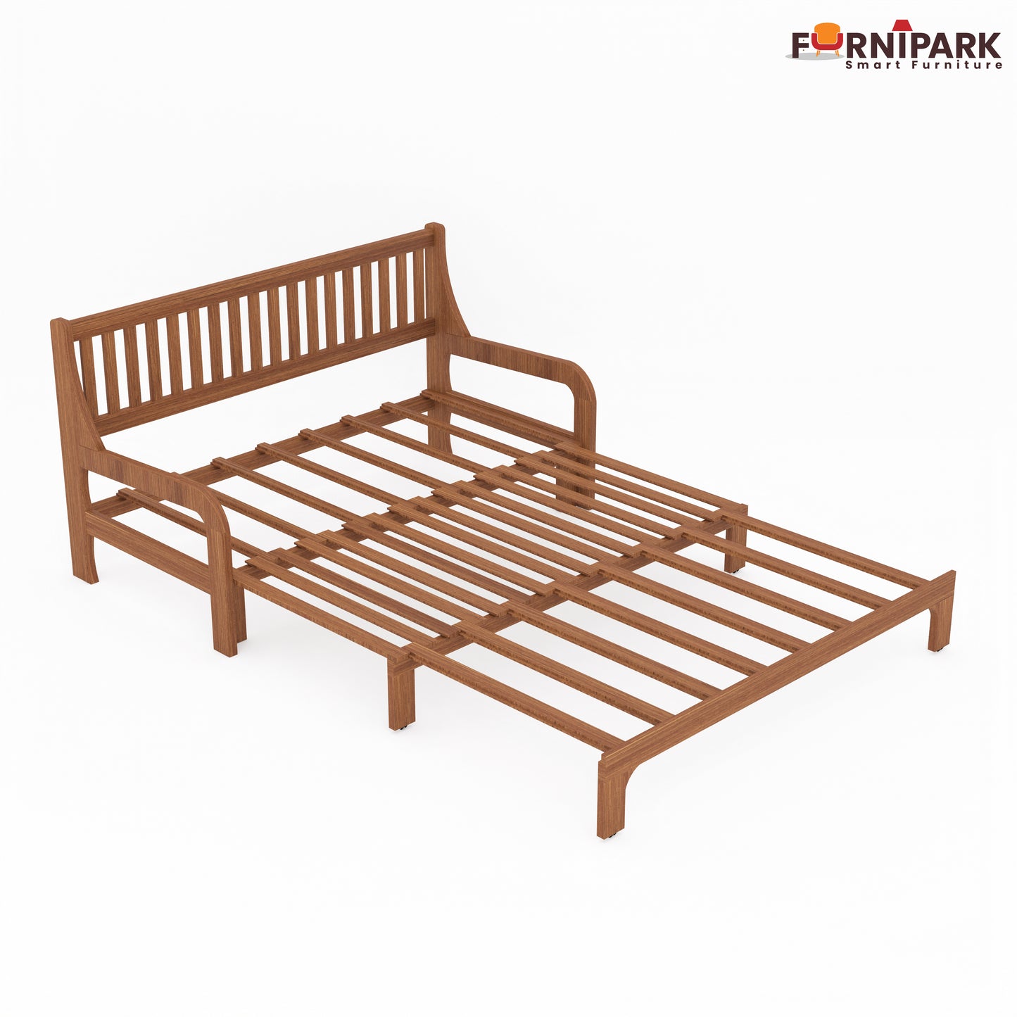 Three Seater Sofa Cum Bed (Natural Wood)