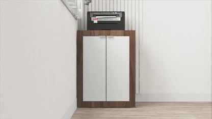 Expandable 2-in-1 Table with Book / File Cabinet (White)