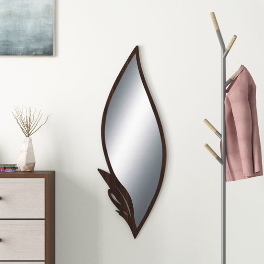 Slender Leaf Vanity Decor Wall Mirror (Wenge)