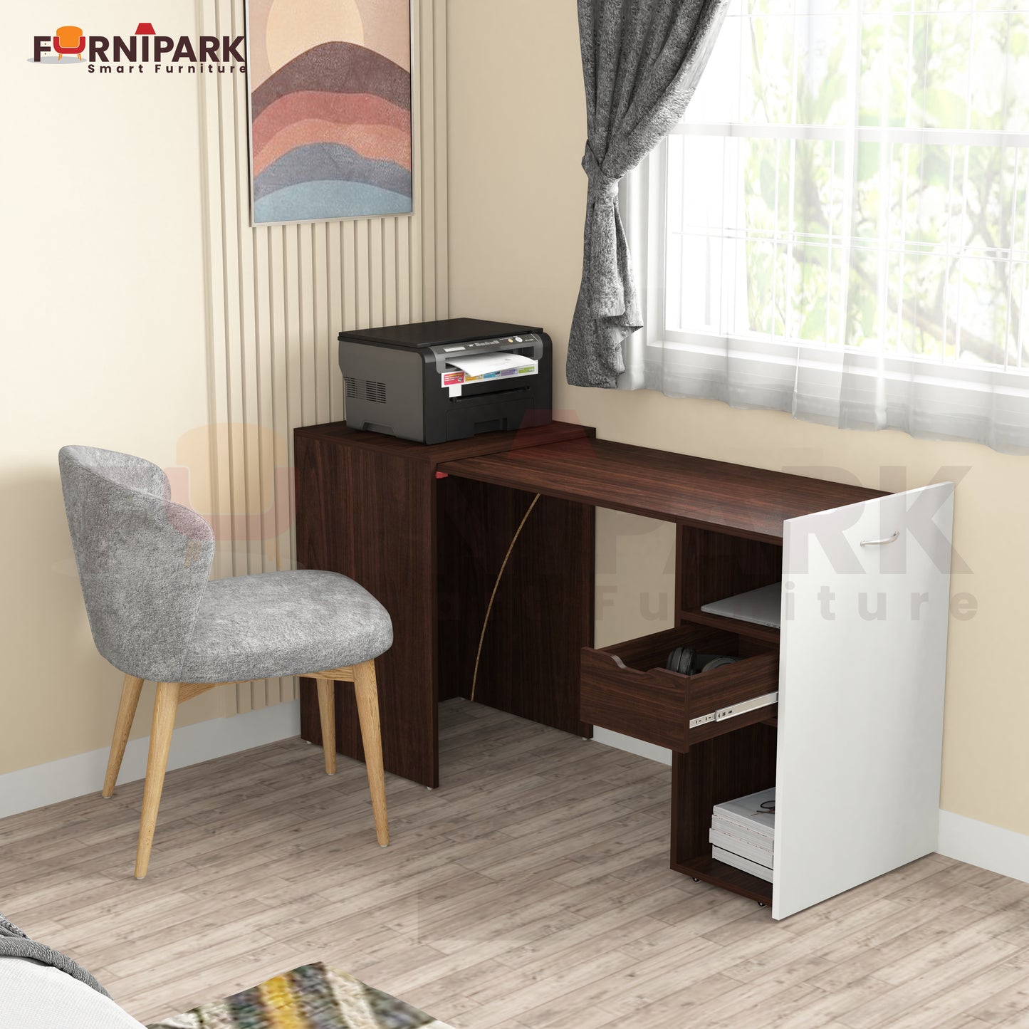Extendable Table with Drawer (Redica Walnut)