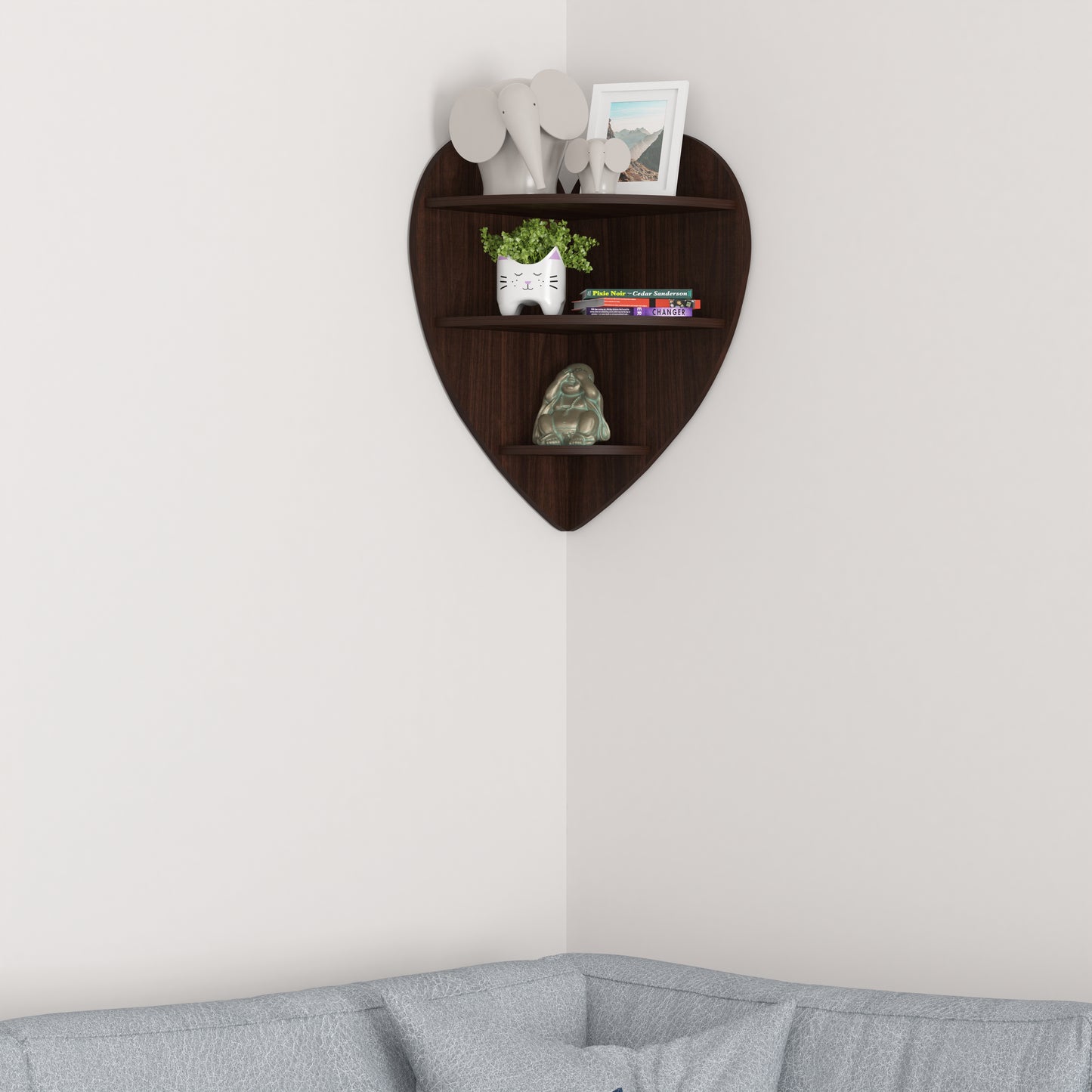 Heart Corner Decor Wall Shelf (Wenge)