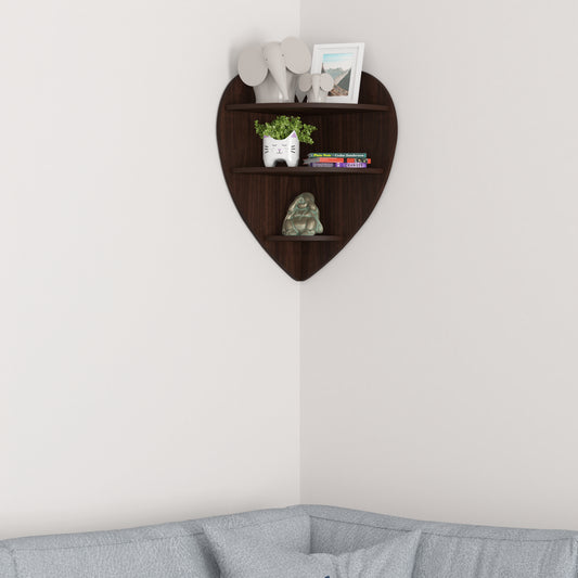 Heart Corner Decor Wall Shelf (Wenge)