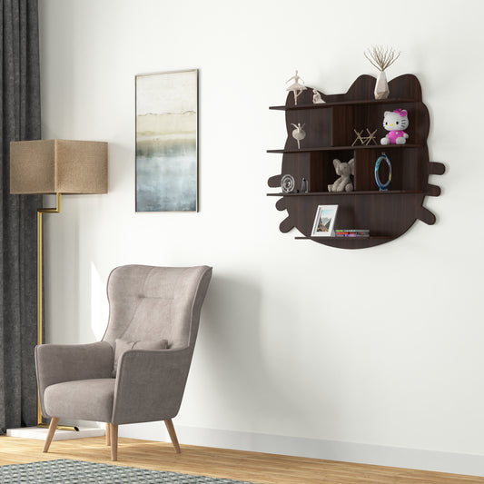Cat Decor Wall Shelf (Wenge)