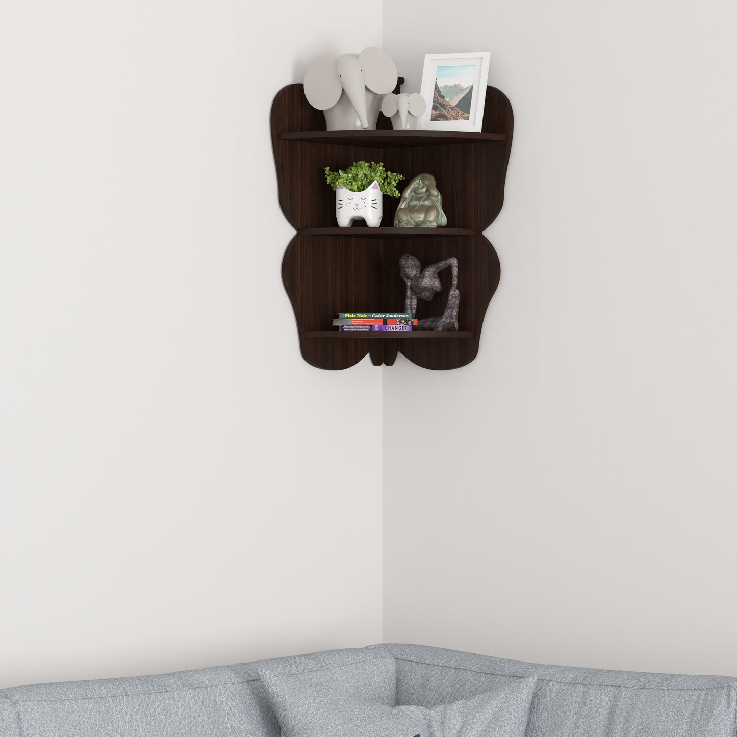 Butterfly Corner Decor Wall Shelf (Wenge)