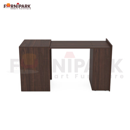 Expandable 2-in-1 Table with Book / File Cabinet (Redica Walnut)