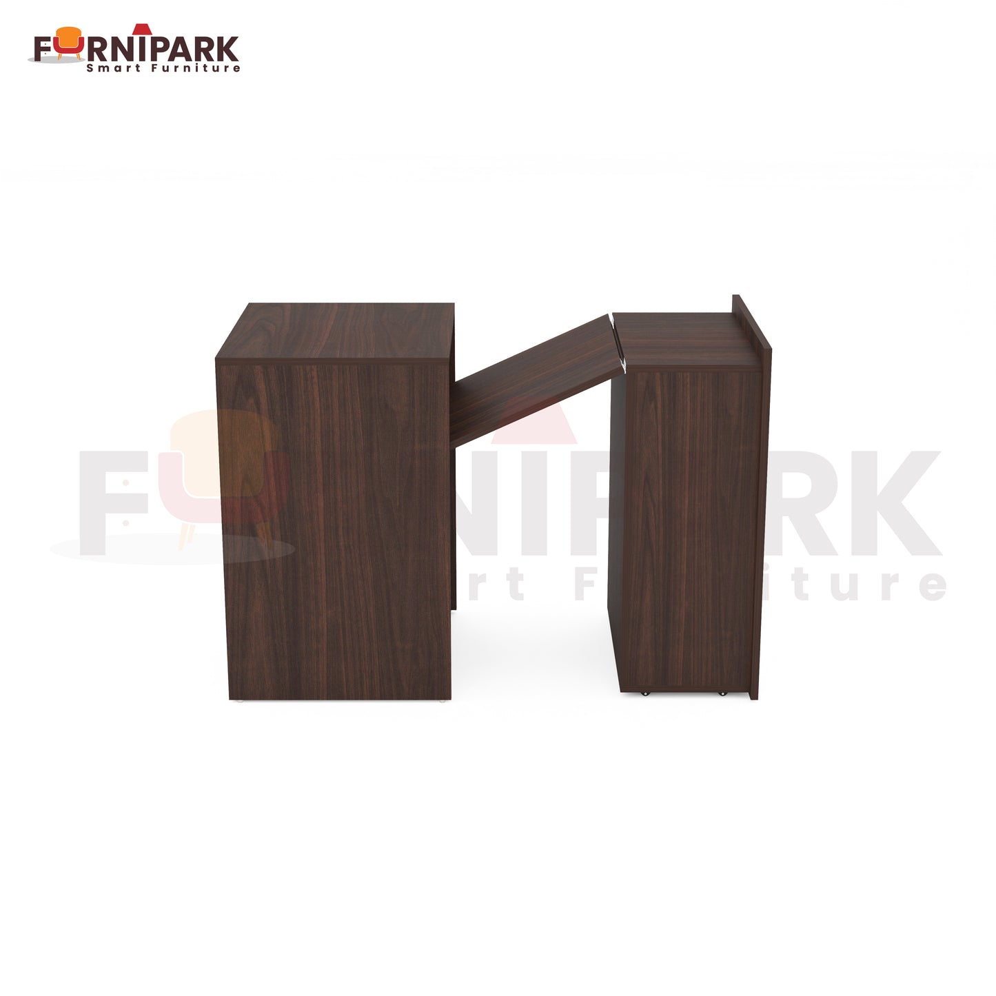 Expandable 2-in-1 Table with Book / File Cabinet (Redica Walnut)