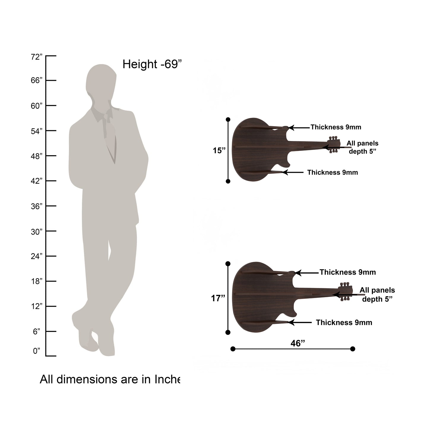 Guitar Decor Wall Shelf (Wenge)