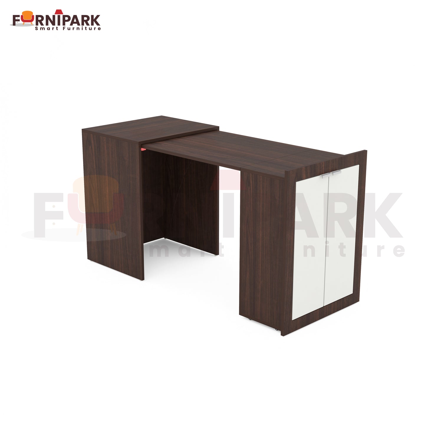 Expandable 2-in-1 Table with Book / File Cabinet (Redica Walnut)