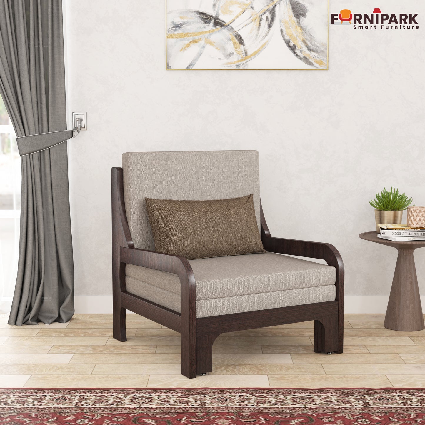 Single Sofa Cum Bed (Walnut)