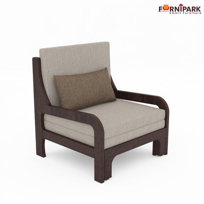 Single Sofa Cum Bed (Walnut)